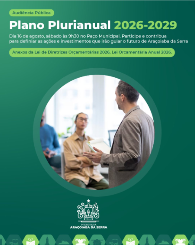 Audiência Pública discutirá o Plano Plurianual 2026-2029