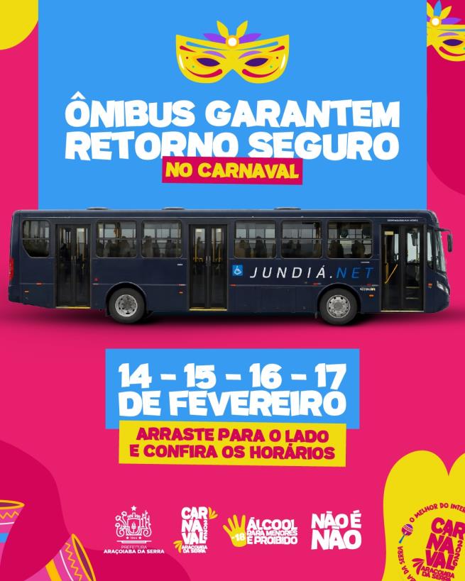 Ônibus terão horários especiais durante o Carnaval