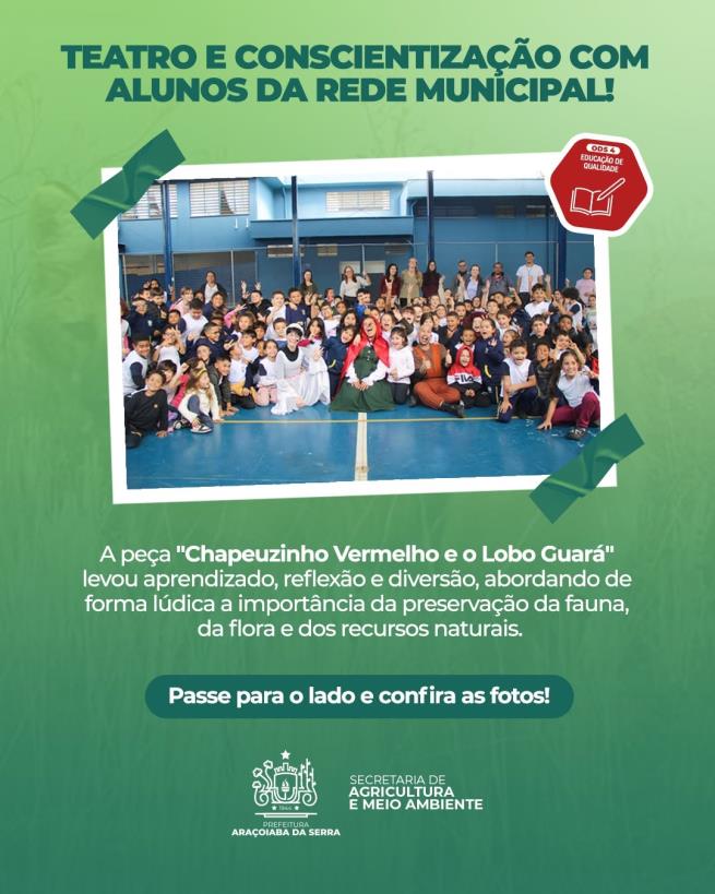 Teatro une diversão e conscientização ambiental para alunos da rede municipal