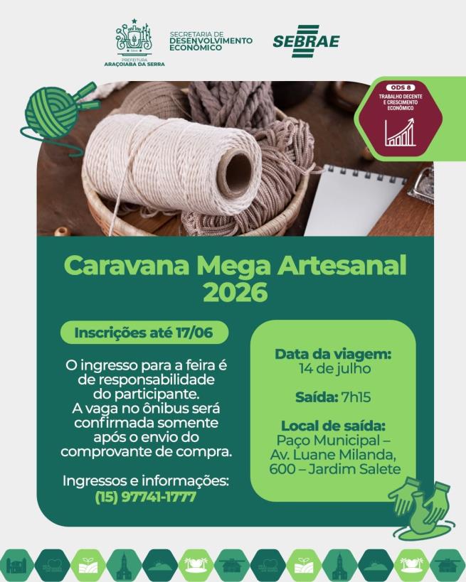 Inscrições abertas para a Caravana Mega Artesanal 2026