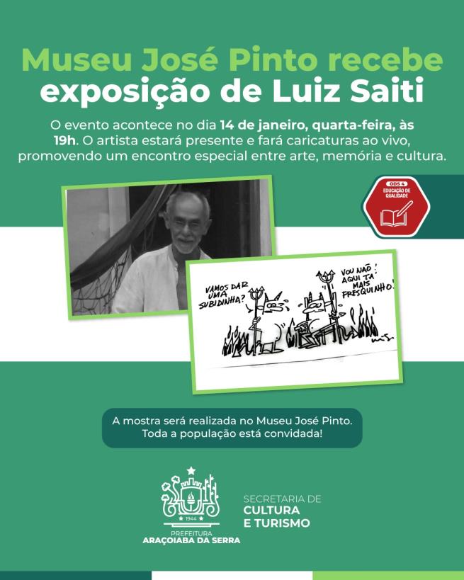 Museu José Pinto recebe exposição do artista Luiz Saiti Komiyama