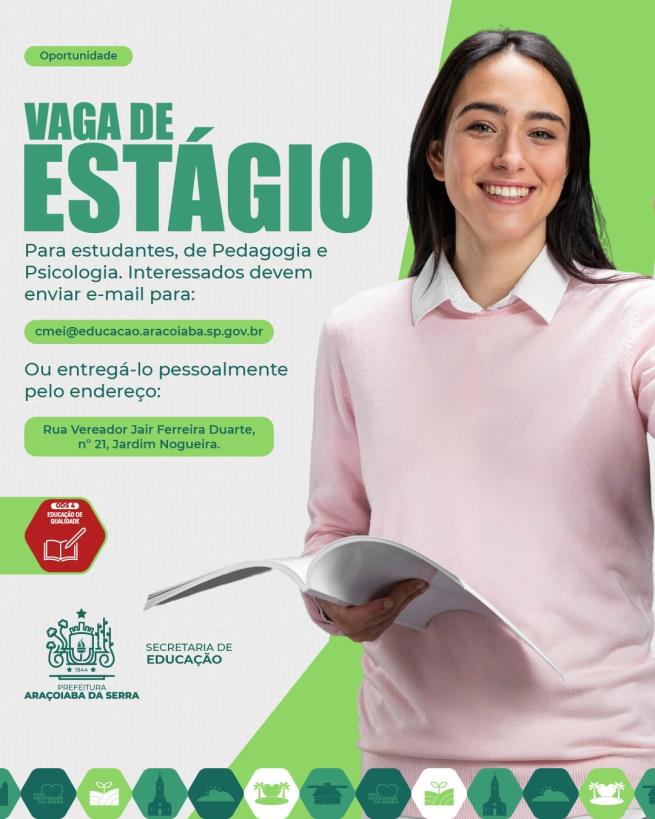CMEI de Araçoiaba da Serra Abre Vagas de Estágio nas Áreas de Pedagogia e Psicologia