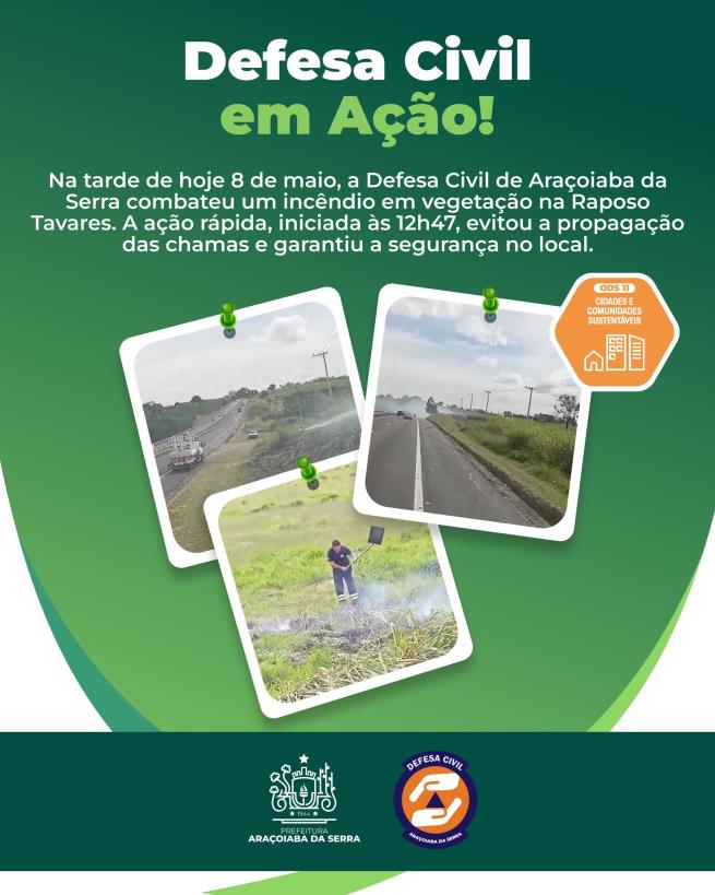 Incêndio em Vegetação é Controlado às Margens da Rodovia Raposo Tavares