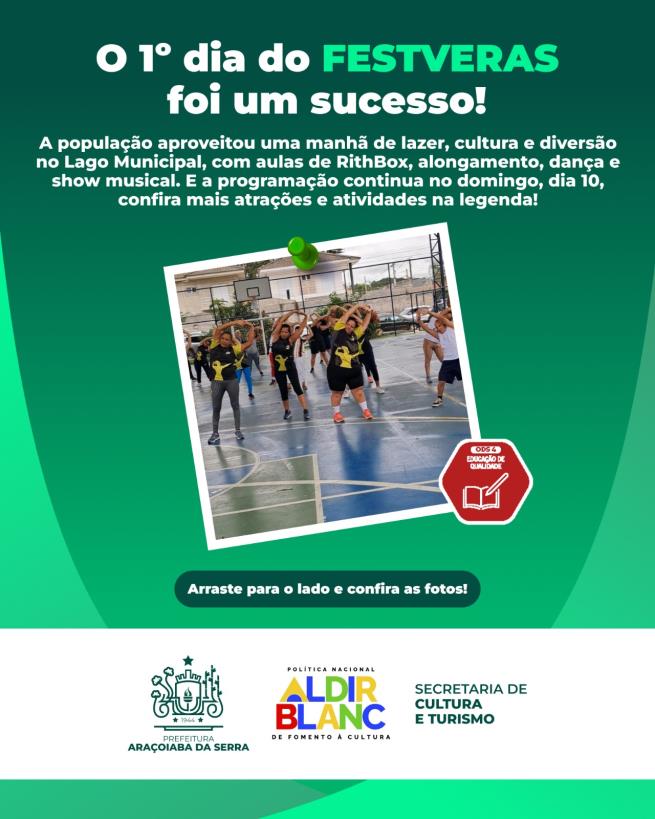 Primeiro Dia do FESTVERAS Reúne Cultura, Dança e Música no Lago Municipal