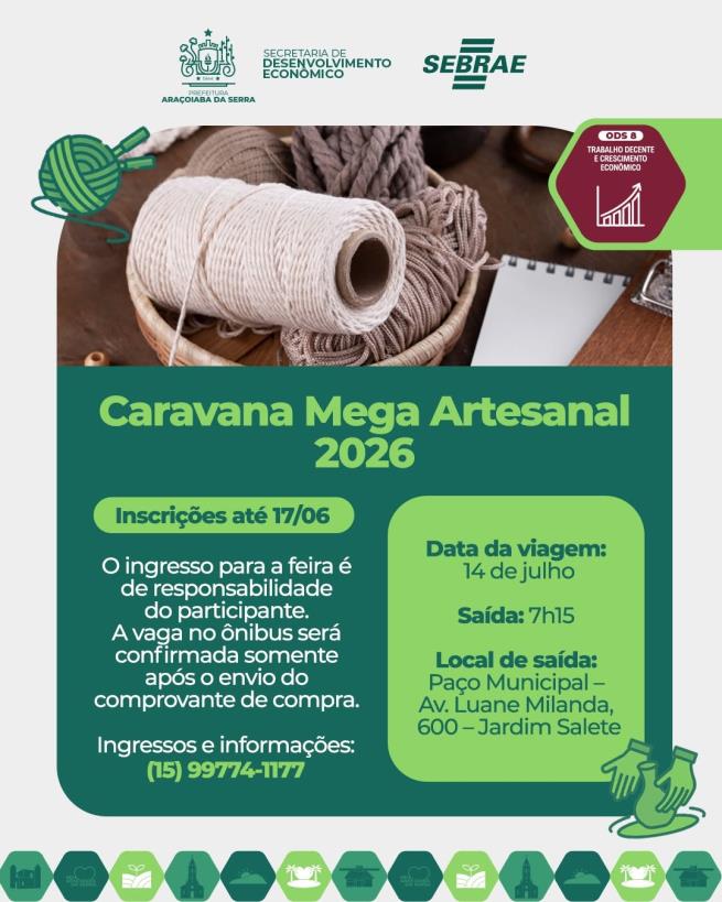 Inscrições abertas para a Caravana Mega Artesanal 2026