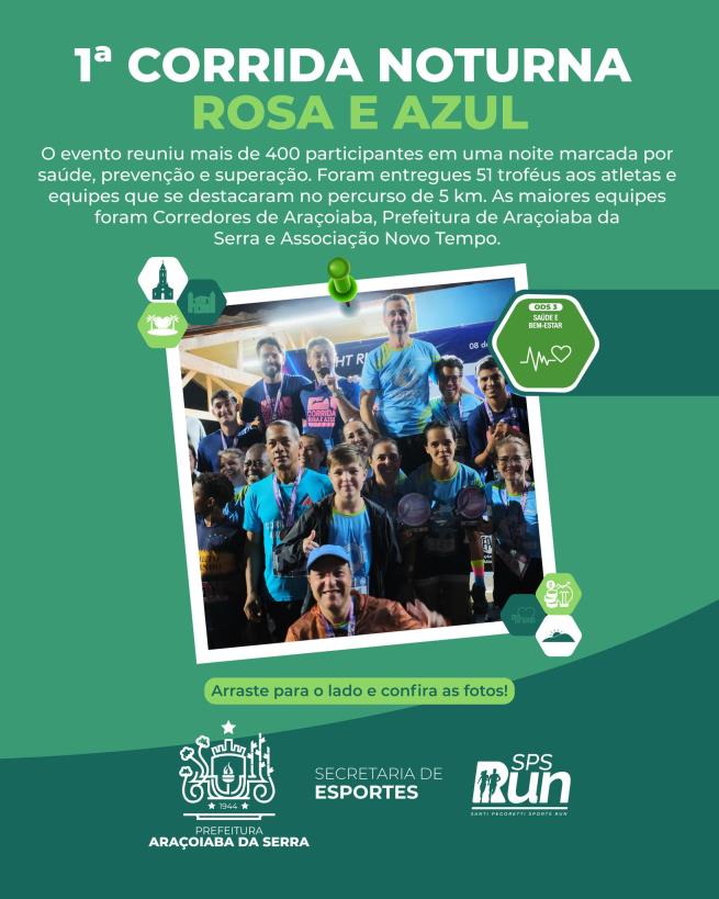 1ª Corrida Noturna Rosa e Azul reúne mais de 400 participantes
