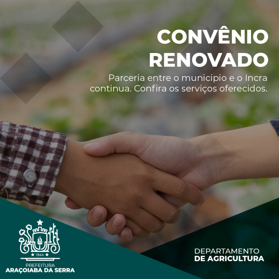 Convênio renovado - Incra