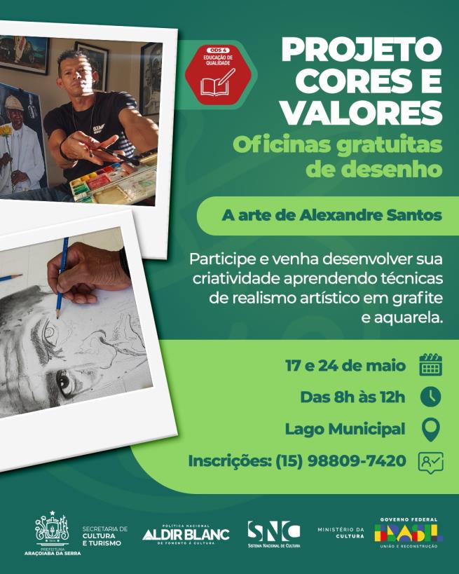 Inscrições Abertas para Oficinas Gratuitas de Desenho Realista em Grafite e Aquarela