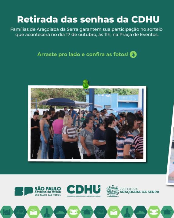 Sorteio da CDHU: retirada de senhas acontece até amanhã em Araçoiaba