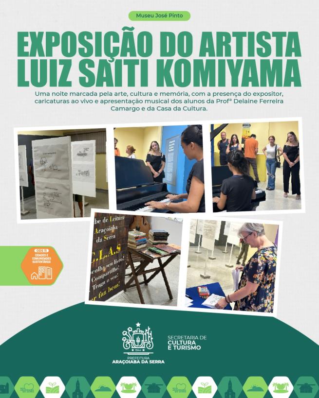 Exposição de Luís Saiti Komiyama celebra arte e trajetória em Araçoiaba da Serra