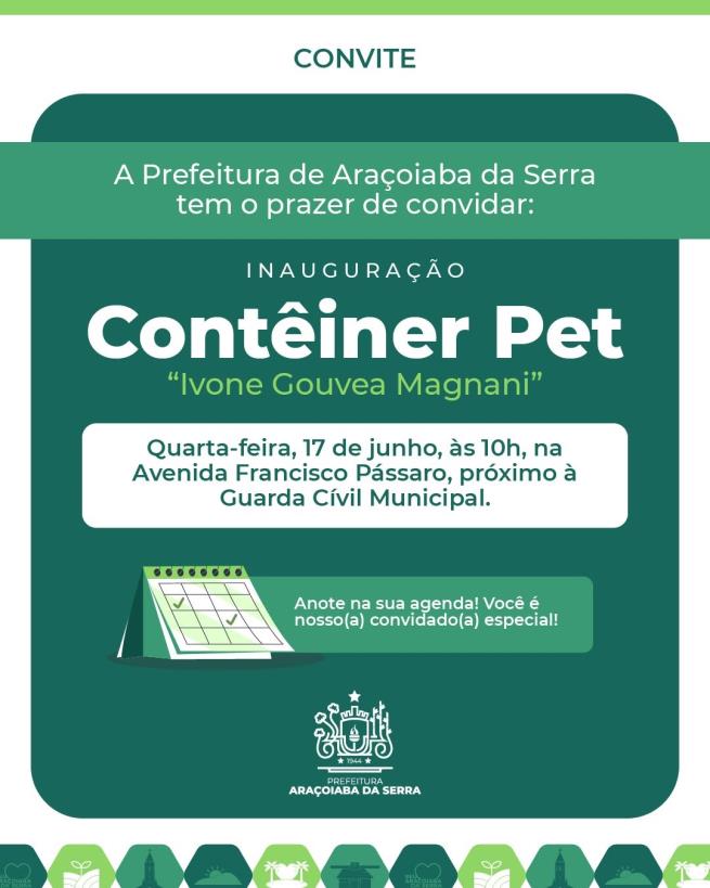 Container Pet será inaugurado em Araçoiaba da Serra no dia 17 de junho