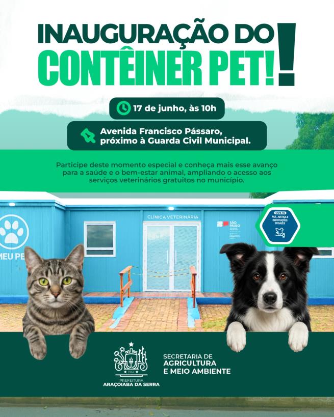 Participe da inauguração do novo Container Pet de Araçoiaba da Serra