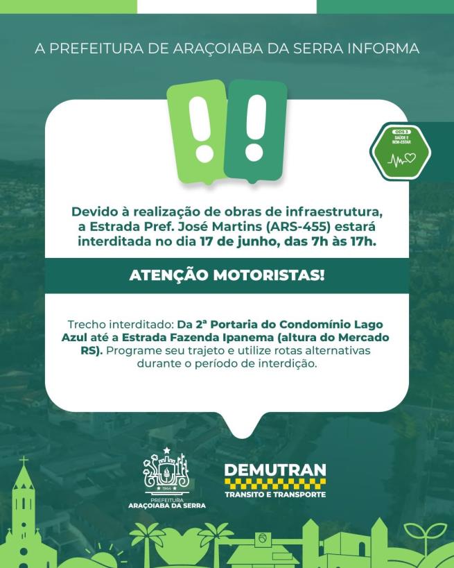 ARS-457 está interditada hoje (17) para obras de infraestrutura