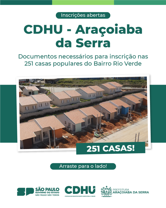Documentos Necessários para as inscrições do CDHU
