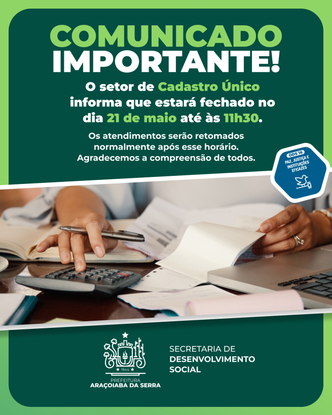 Comunicado Sobre o Atendimento do Cadastro Único