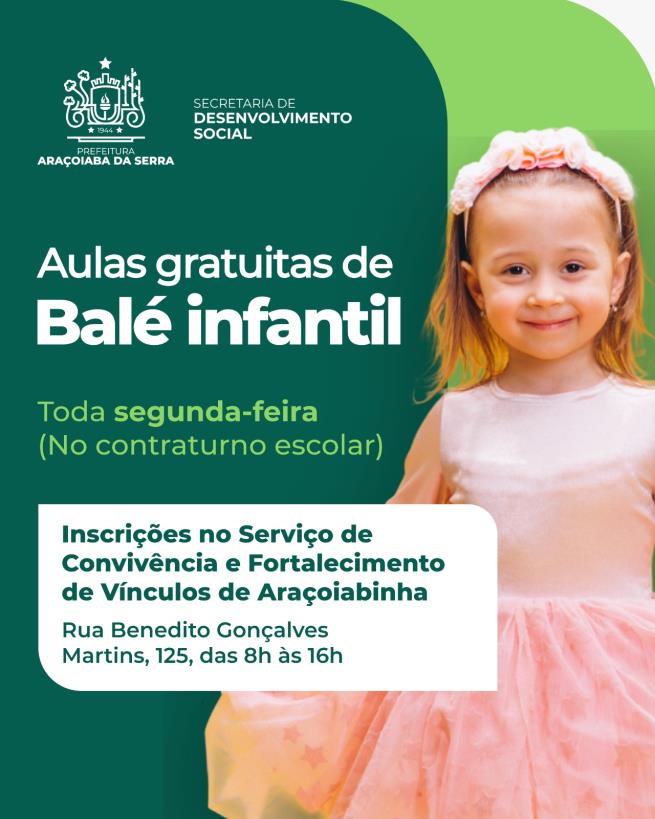 Inscrições Abertas para Aulas Gratuitas de Balé