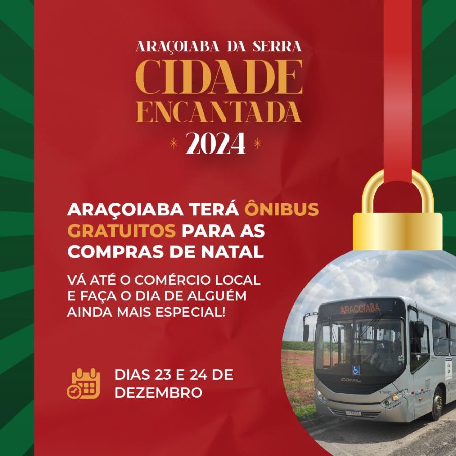 Ônibus gratuitos para dias 23 e 24 de dezembro