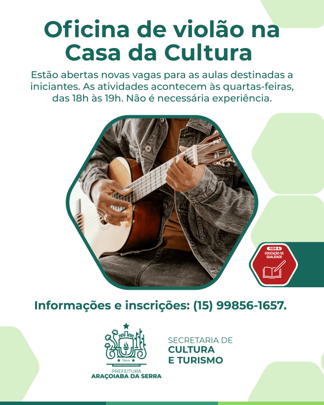 Casa da Cultura abre vagas para aulas de violão