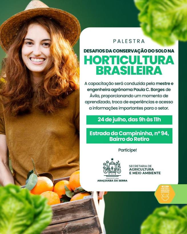 Palestra destaca desafios da conservação do solo na horticultura brasileira