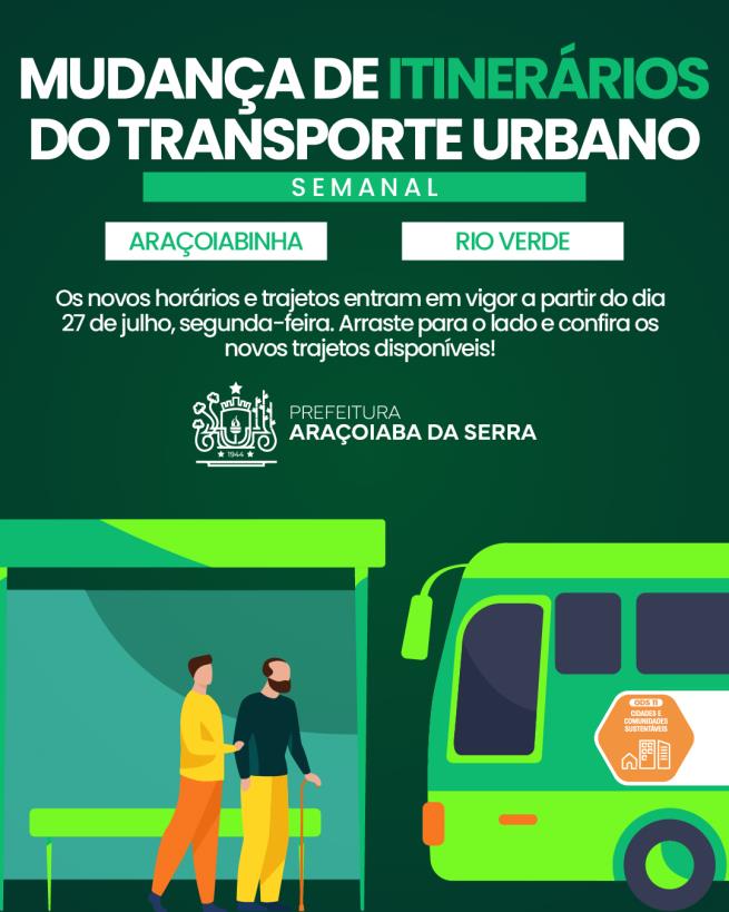 Novos horários de transporte são disponibilizados para Araçoiabinha e Rio Verde