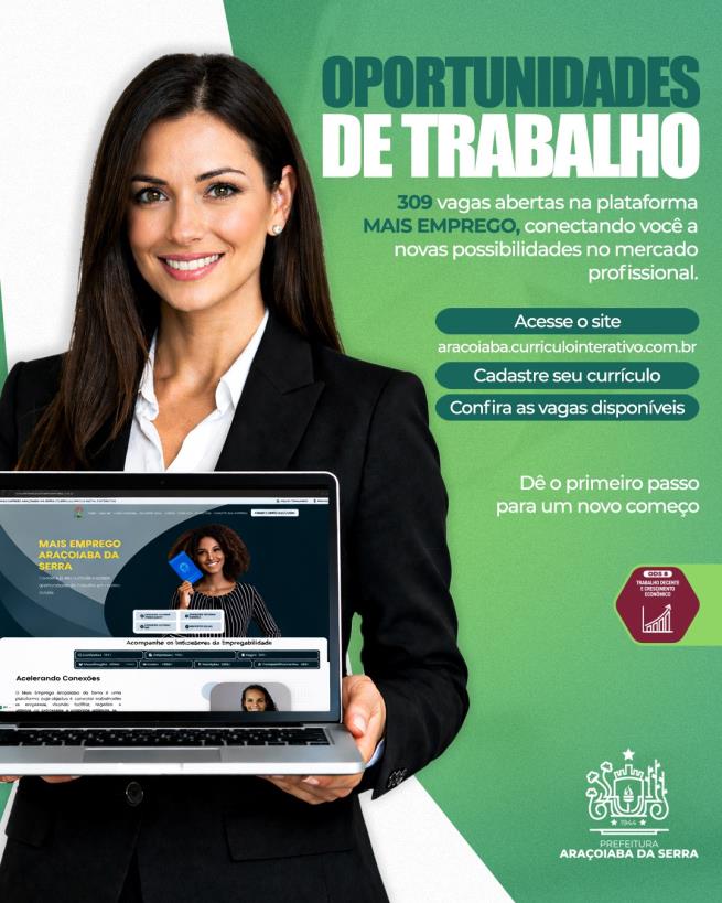 Novas oportunidades de emprego em Araçoiaba da Serra