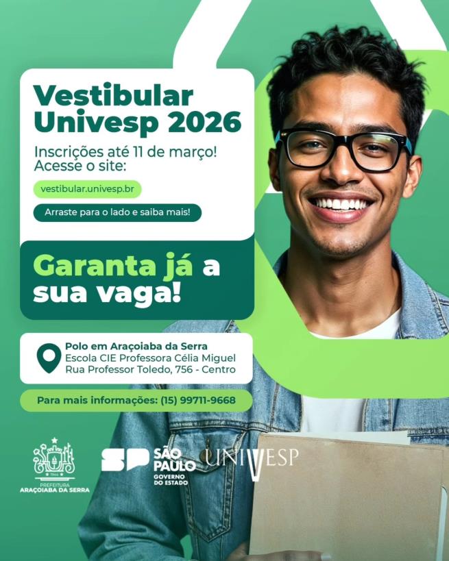 Inscrições abertas para o Vestibular 2026 da Univesp com cursos superiores gratuitos
