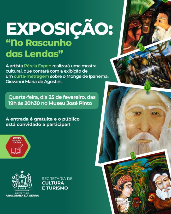 Exposição “No Rascunho das Lendas”, de Pércia Expen, será aberta no Museu José Pinto