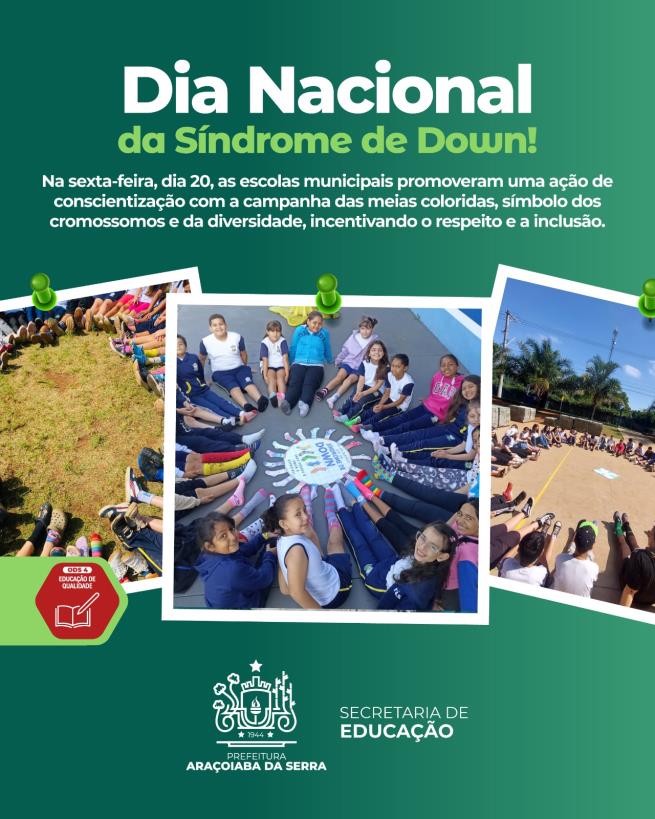 Escolas do Município Unidas pela Conscientização da Síndrome de Down
