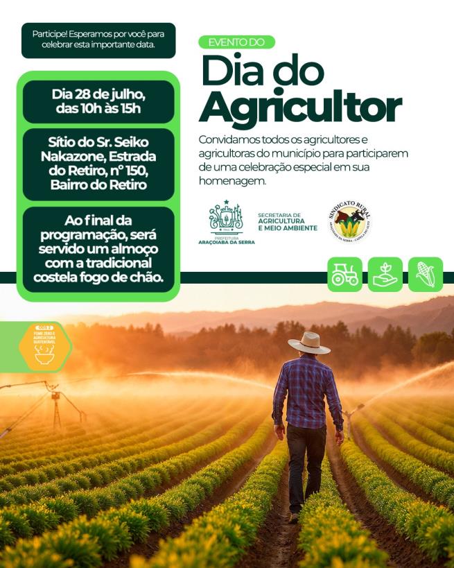 Araçoiaba da Serra realizará evento especial em homenagem ao Dia do Agricultor