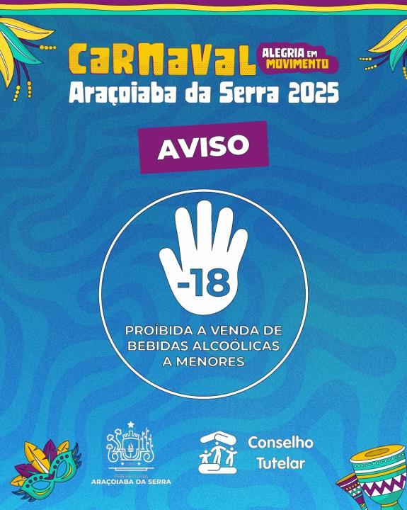 Proibida venda e consumo de bebida alcoólica por menores de 18 anos durante Carnaval