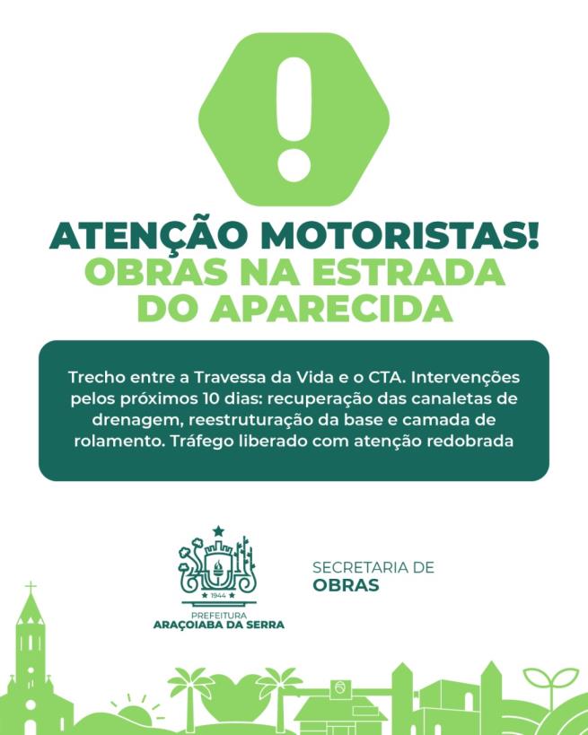 Estrada do Aparecida Passa por Obras de Melhoria