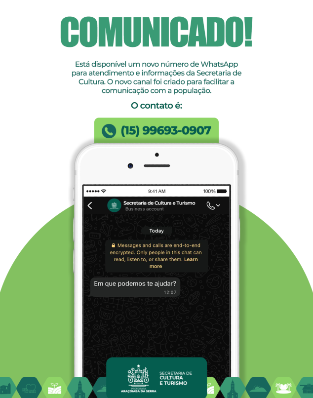 Novo Número de Atendimento da Secretaria de Cultura