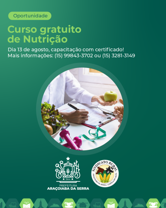 Curso gratuito de Nutrição