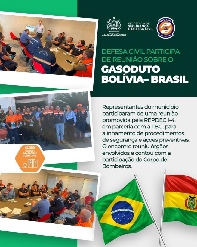 Defesa Civil participa de reunião sobre segurança do Gasoduto Bolívia–Brasil