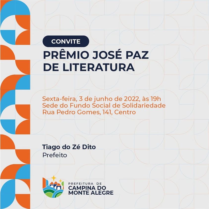 Amanhã acontece a entrega do Prêmio "José Paz - Zé Dentista" de Literatura