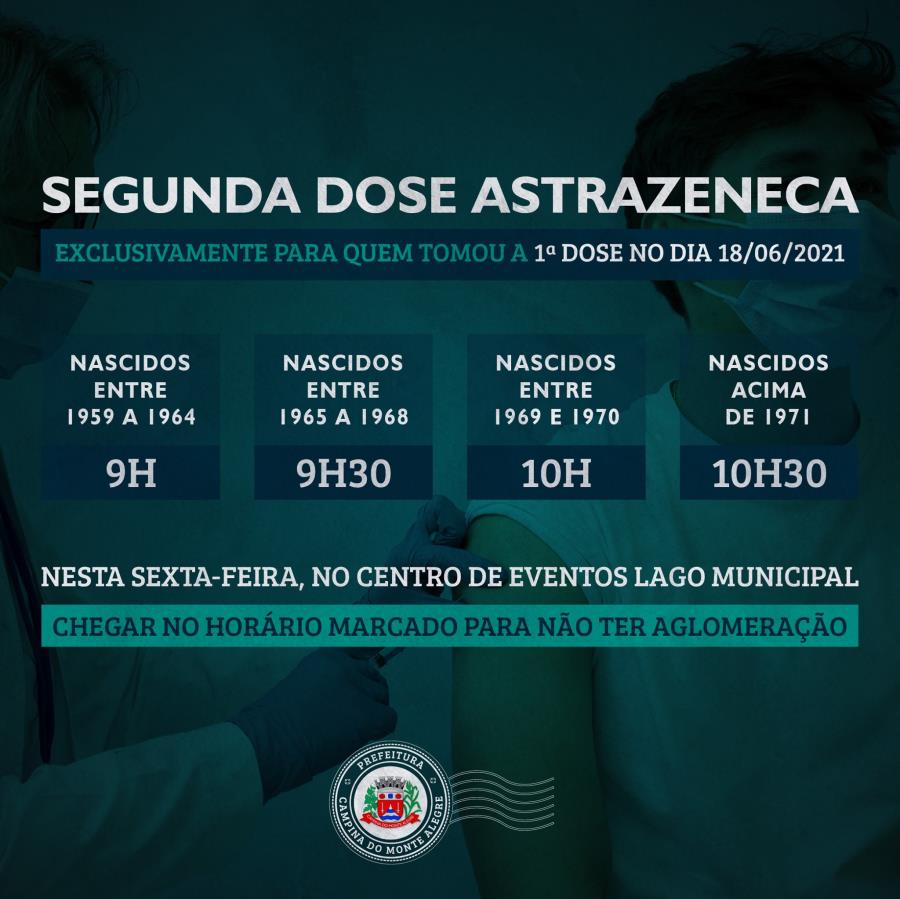Não perca a chance de tomar a segunda dose do imunizante Astrazeneca