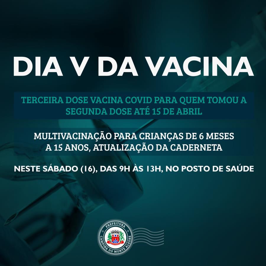 Dia V: Terceira dose contra a COVID-19 e atualização das cardenetas das crianças e adolescentes