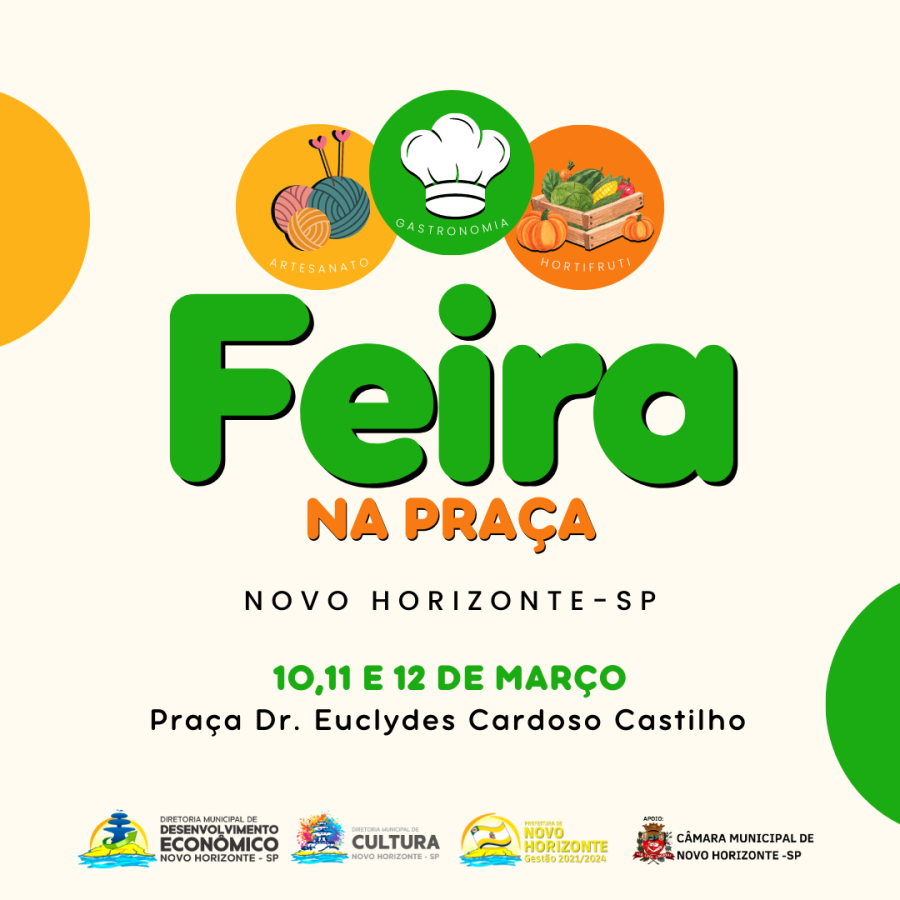 Feira na Praça será realizada nos dias 10,11 e 12 de março