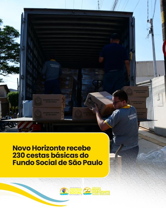 Novo Horizonte recebe 230 cestas básicas do Fundo Social de São Paulo