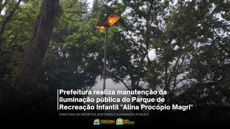 Prefeitura realiza manutenção da iluminação pública do Parque de Recreação Infantil "Alina Procópio Magri"