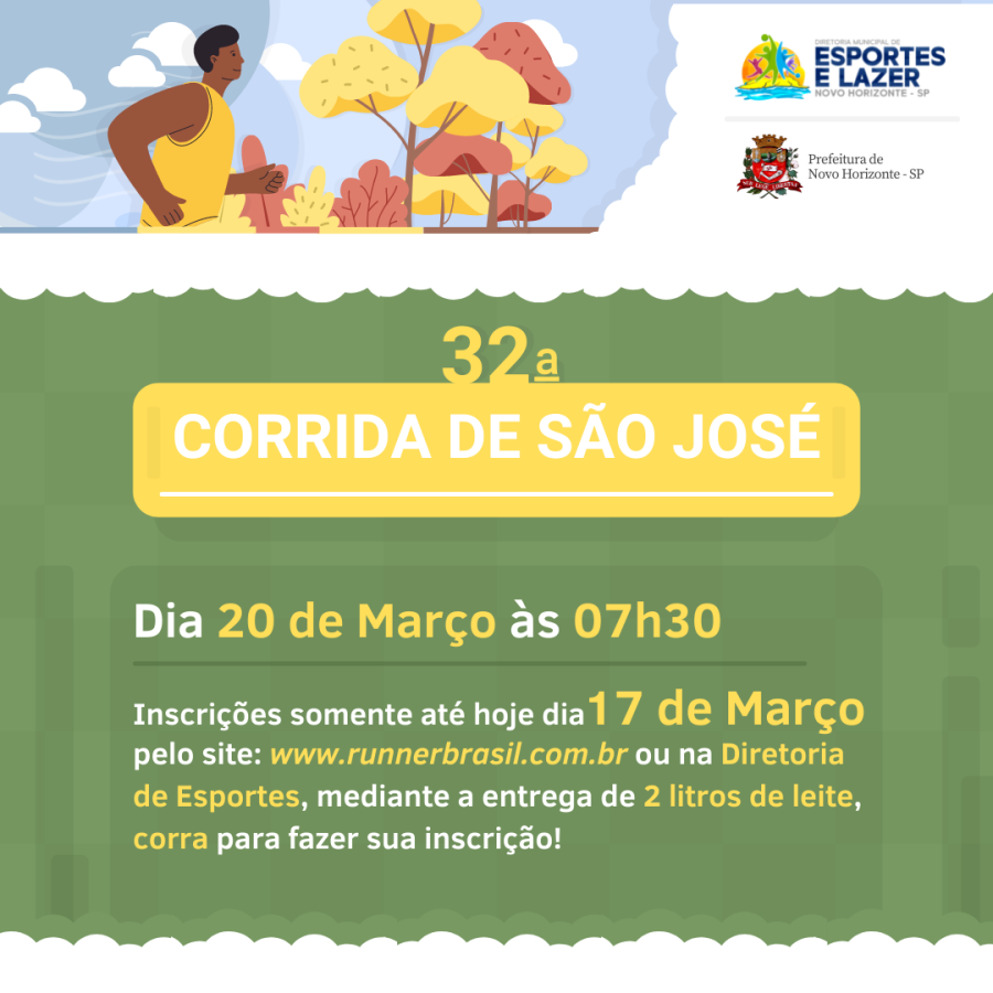 Inscrições para a 32ª Corrida de São José se encerram hoje
