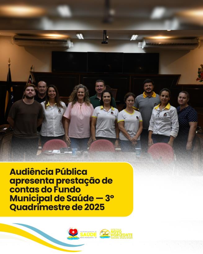 Audiência Pública apresenta prestação de contas do Fundo Municipal de Saúde - 3º Quadrimestre de 2025