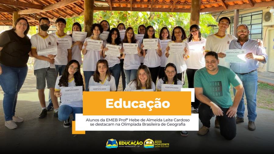 Alunos da EMEB Profª Hebe de Almeida Leite Cardoso se destacam na Olimpíada Brasileira de Geografia