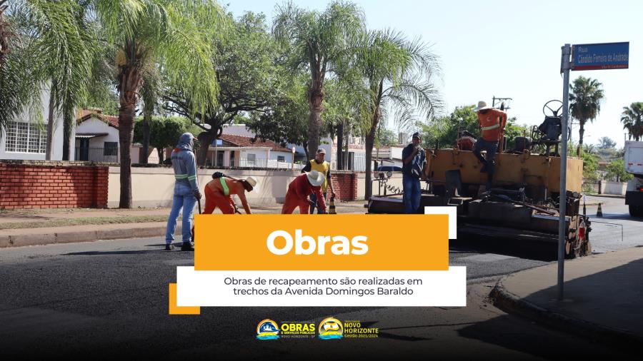 Obras de recapeamento são realizadas em trechos da Avenida Domingos Baraldo
