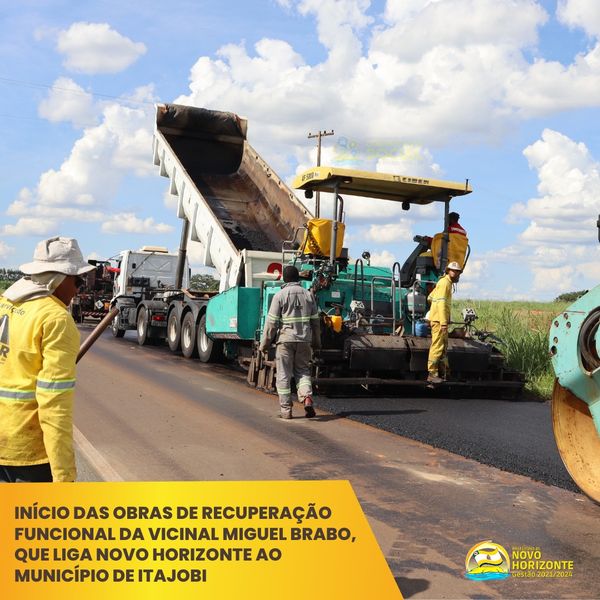 Início das obras de recuperação funcional da vicinal Miguel Brabo, que liga Novo Horizonte ao município de Itajobi