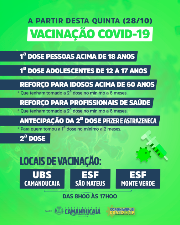 Continua a vacinação contra a COVID-19