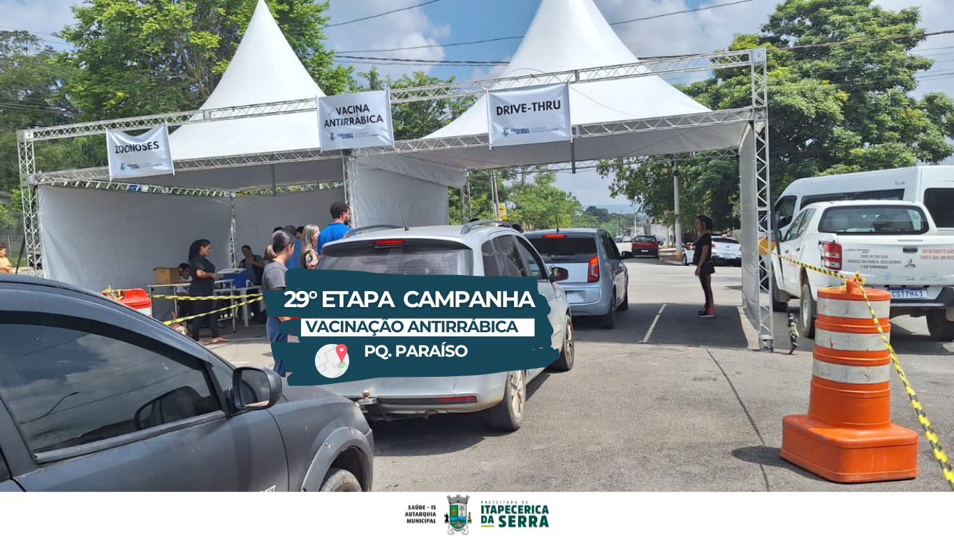 Vacinação Antirrábica: 29ª etapa tem atendimento drive-thru em frente à Prefeitura