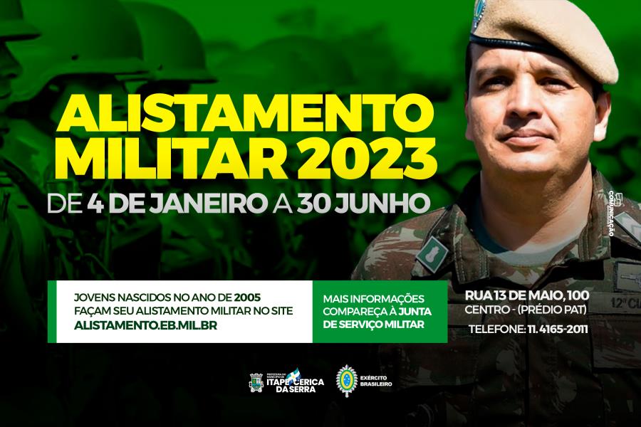 Alistamento Militar 2023 irá até 30 de junho