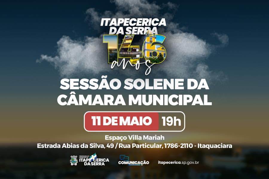 Itapecerica da Serra 146 anos: Sessão Solene celebrará aniversário da cidade