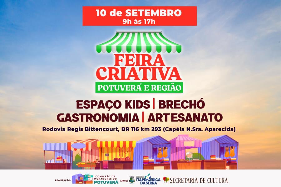 Potuverá recebe Feira Criativa no próximo dia 10 de setembro